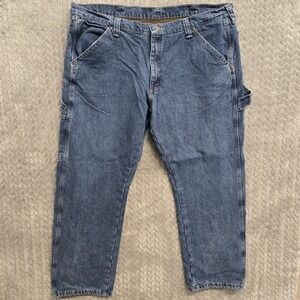 Wrangler 94FLWSW Jeans Mens 41.5x30 Blue Denim‎ Utility Carpenter Fleece Lined